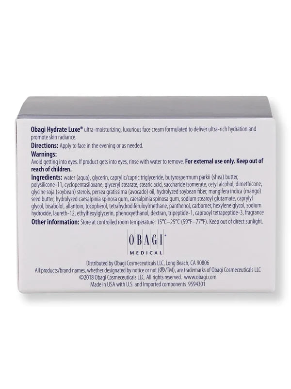 Obagi Hydrate Luxe Moisture Rich Cream – 1.7 oz / 48 g | Intense Hydration & Anti-Aging Night Cream