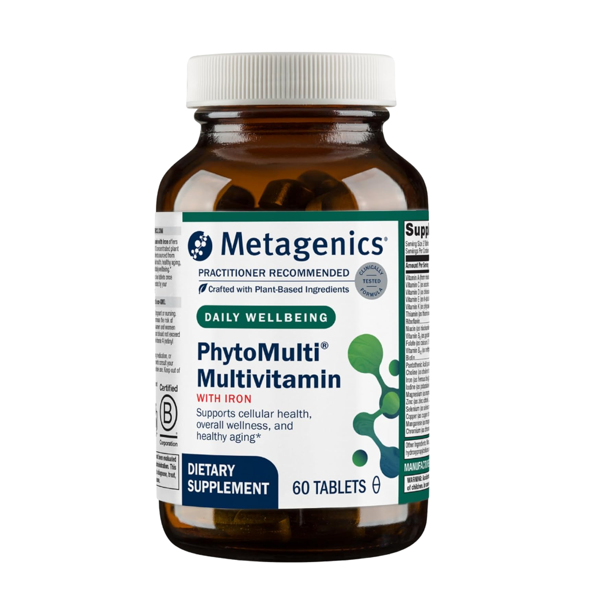 Metagenics PhytoMulti Daily Wellbeing Multivitamin with Iron – 60 Tablets | Plant-Based Cellular Health Support