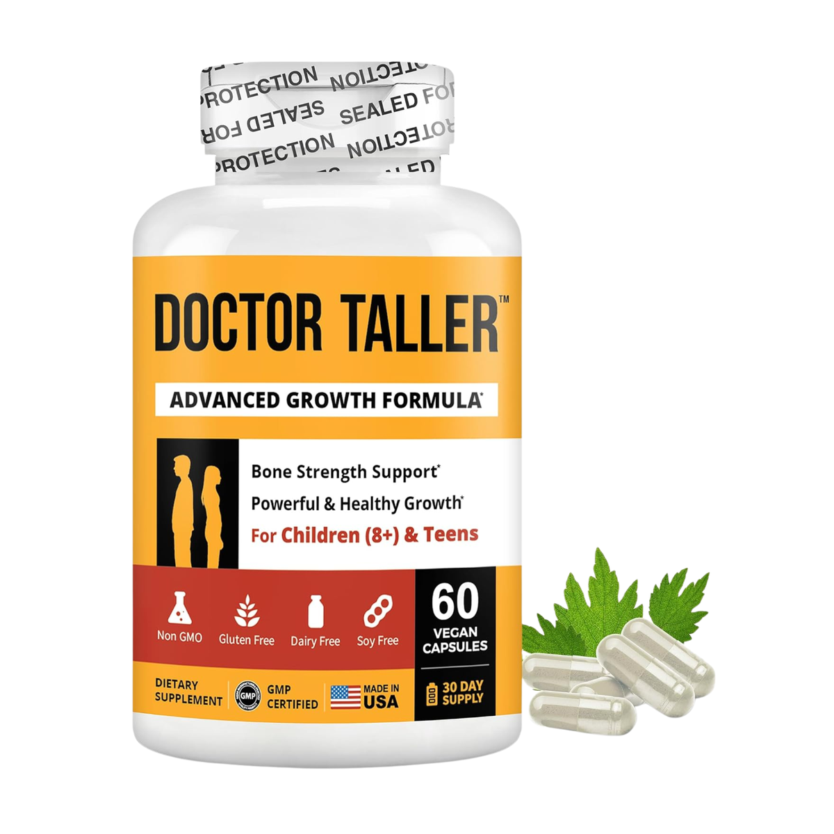 NuBest Doctor Taller Advanced Growth Formula for Children and Teens - 60 Vegan Capsules | Bone Strength and Height Support