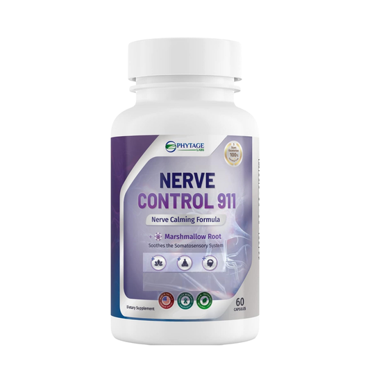 PhytAge Labs Nerve Control 911 – Nerve Calming Formula with Marshmallow Root | 60 Capsules
