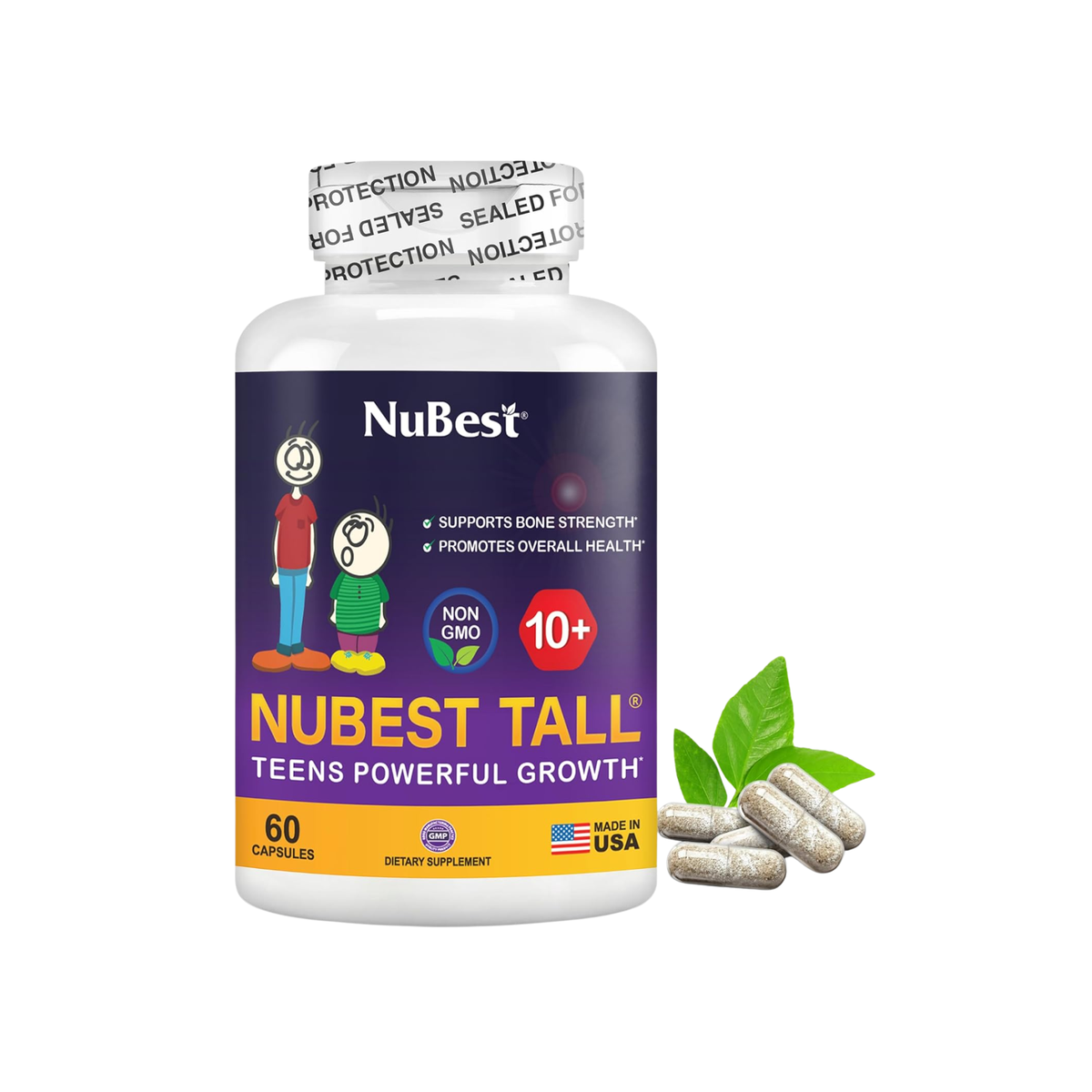NuBest Tall 10+ Teens Powerful Growth Formula - 60 Capsules | Bone Strength and Overall Health Support