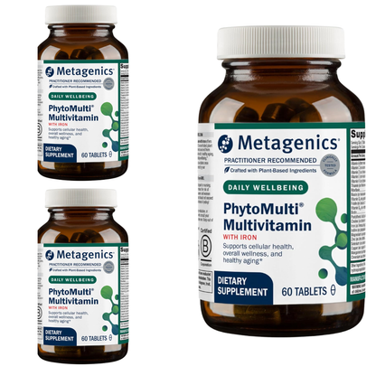 Metagenics PhytoMulti Daily Wellbeing Multivitamin with Iron – 60 Tablets | Plant-Based Cellular Health Support