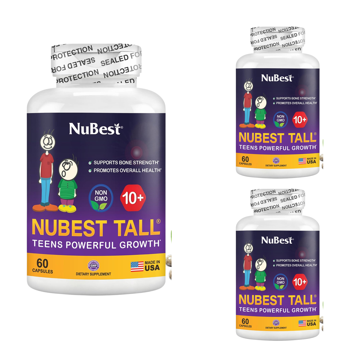 NuBest Tall 10+ Teens Powerful Growth Formula - 60 Capsules | Bone Strength and Overall Health Support