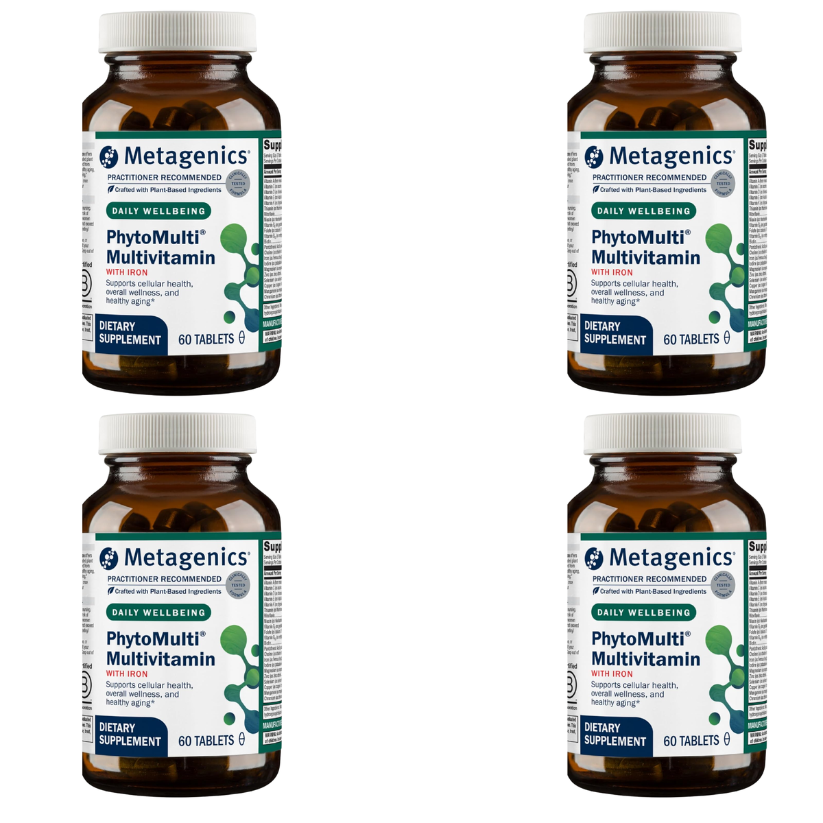 Metagenics PhytoMulti Daily Wellbeing Multivitamin with Iron – 60 Tablets | Plant-Based Cellular Health Support