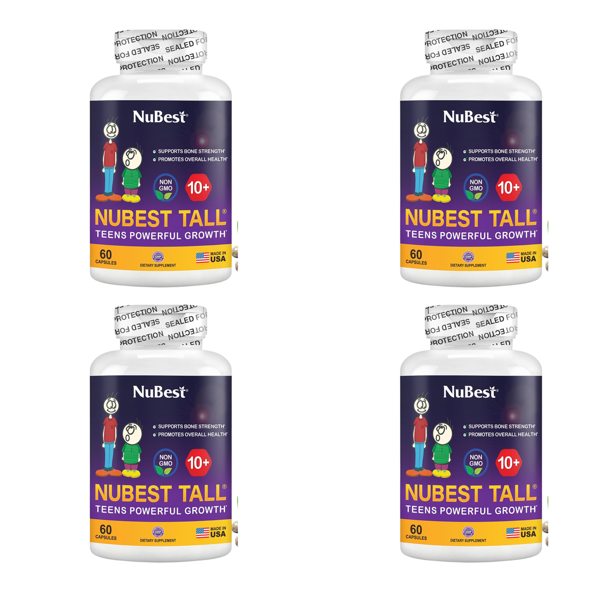 NuBest Tall 10+ Teens Powerful Growth Formula - 60 Capsules | Bone Strength and Overall Health Support