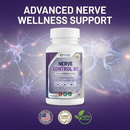 PhytAge Labs Nerve Control 911 – Nerve Calming Formula with Marshmallow Root | 60 Capsules