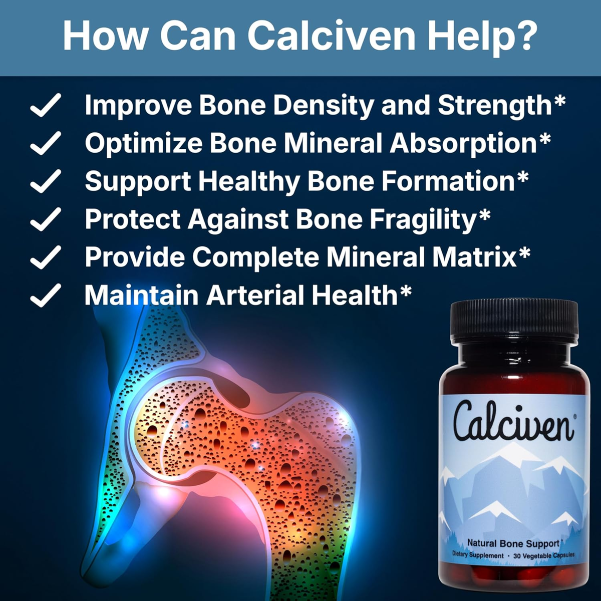 Calciven Natural Bone Support Supplement, Vegetarian, Gluten-Free