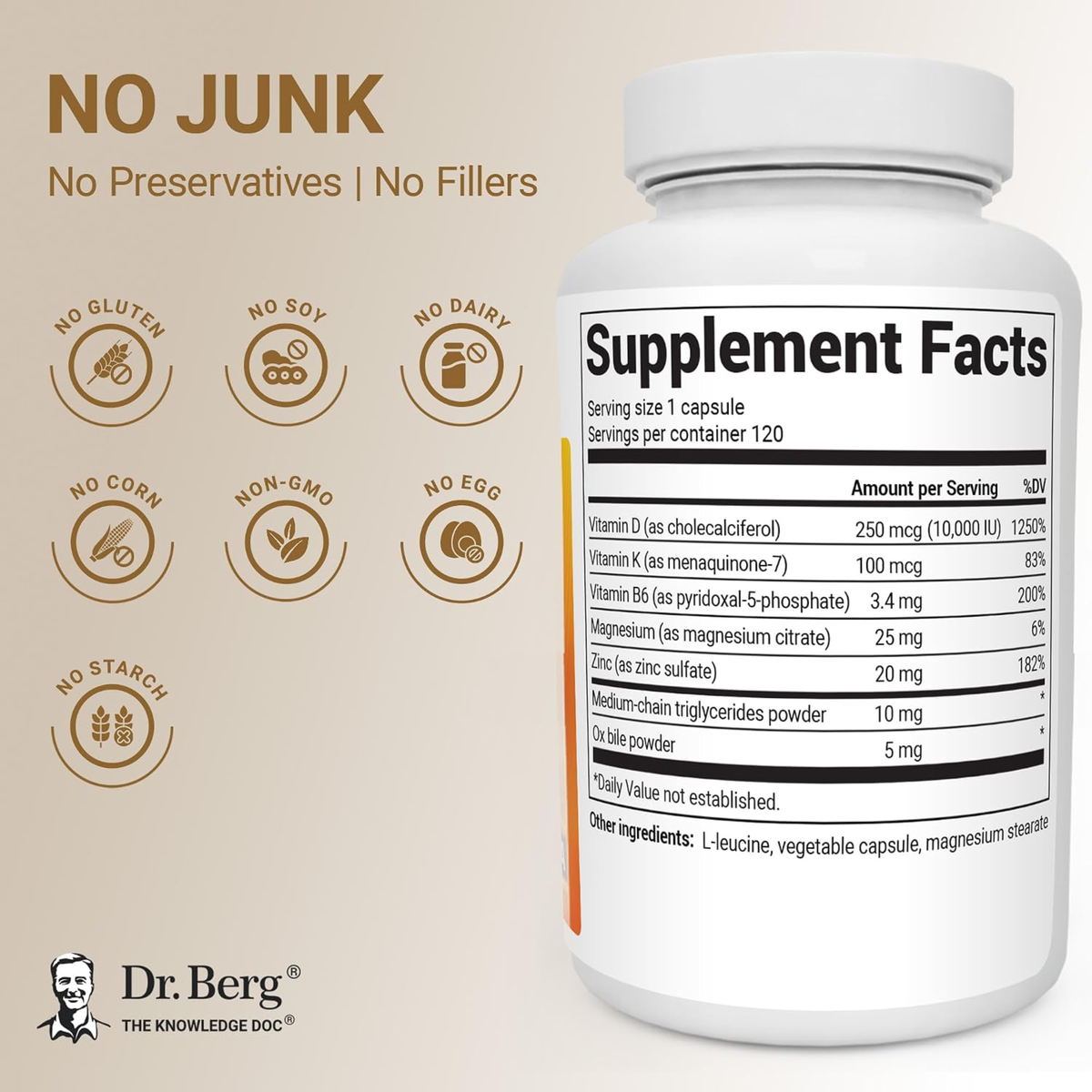 Dr. Berg Maximum Strength 7-in-1 Vitamin D3 K2