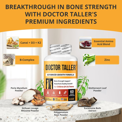 NuBest Doctor Taller Advanced Growth Formula for Children and Teens - 60 Vegan Capsules | Bone Strength and Height Support