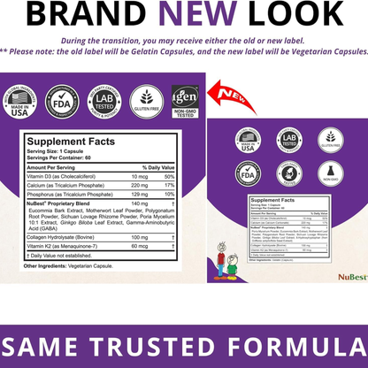 NuBest Tall 10+ Teens Powerful Growth Formula - 60 Capsules | Bone Strength and Overall Health Support