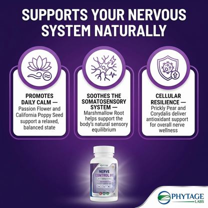PhytAge Labs Nerve Control 911 – Nerve Calming Formula with Marshmallow Root | 60 Capsules