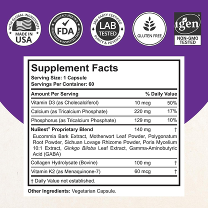NuBest Tall 10+ Teens Powerful Growth Formula - 60 Capsules | Bone Strength and Overall Health Support