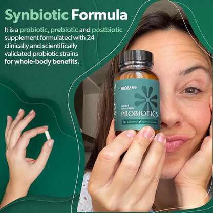 BIOMA Probiotics Digestive Health Gut Support for Men & Women 60 Capsules