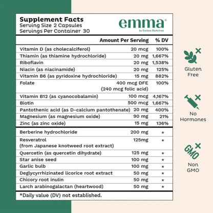 Emma Gut Health Supplement 60 Capsules | Bloating & Digestive Support