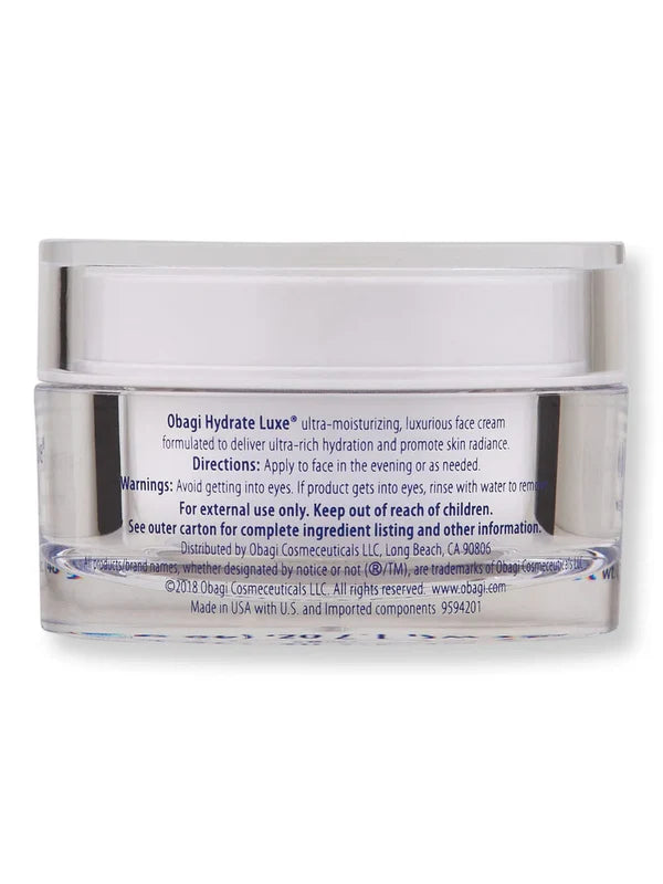 Obagi Hydrate Luxe Moisture Rich Cream – 1.7 oz / 48 g | Intense Hydration & Anti-Aging Night Cream