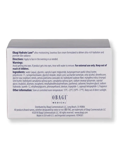 Obagi Hydrate Luxe Moisture Rich Cream – 1.7 oz / 48 g | Intense Hydration & Anti-Aging Night Cream